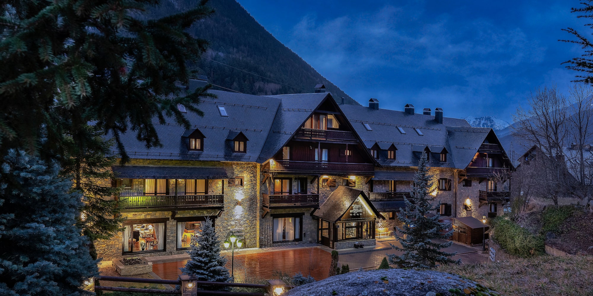 a building with lights on it