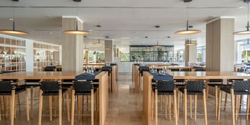 a room with tables and chairs