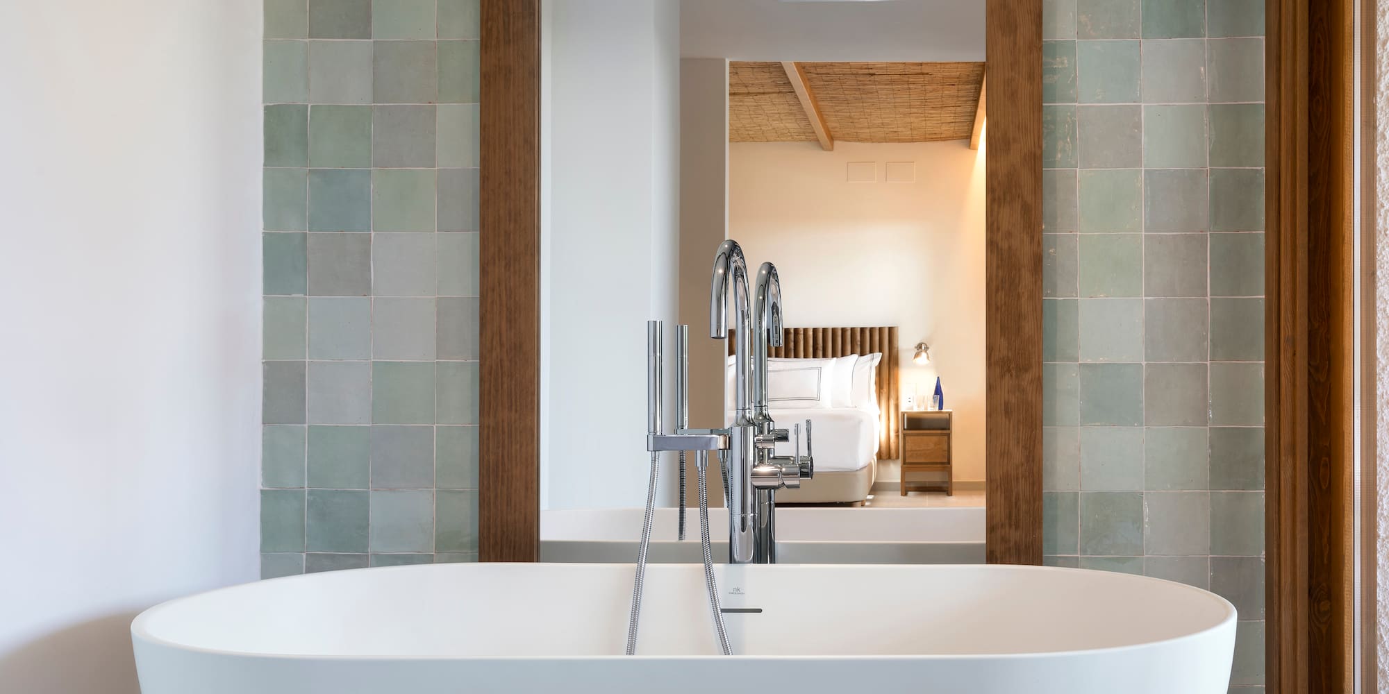 a bathtub in a bathroom