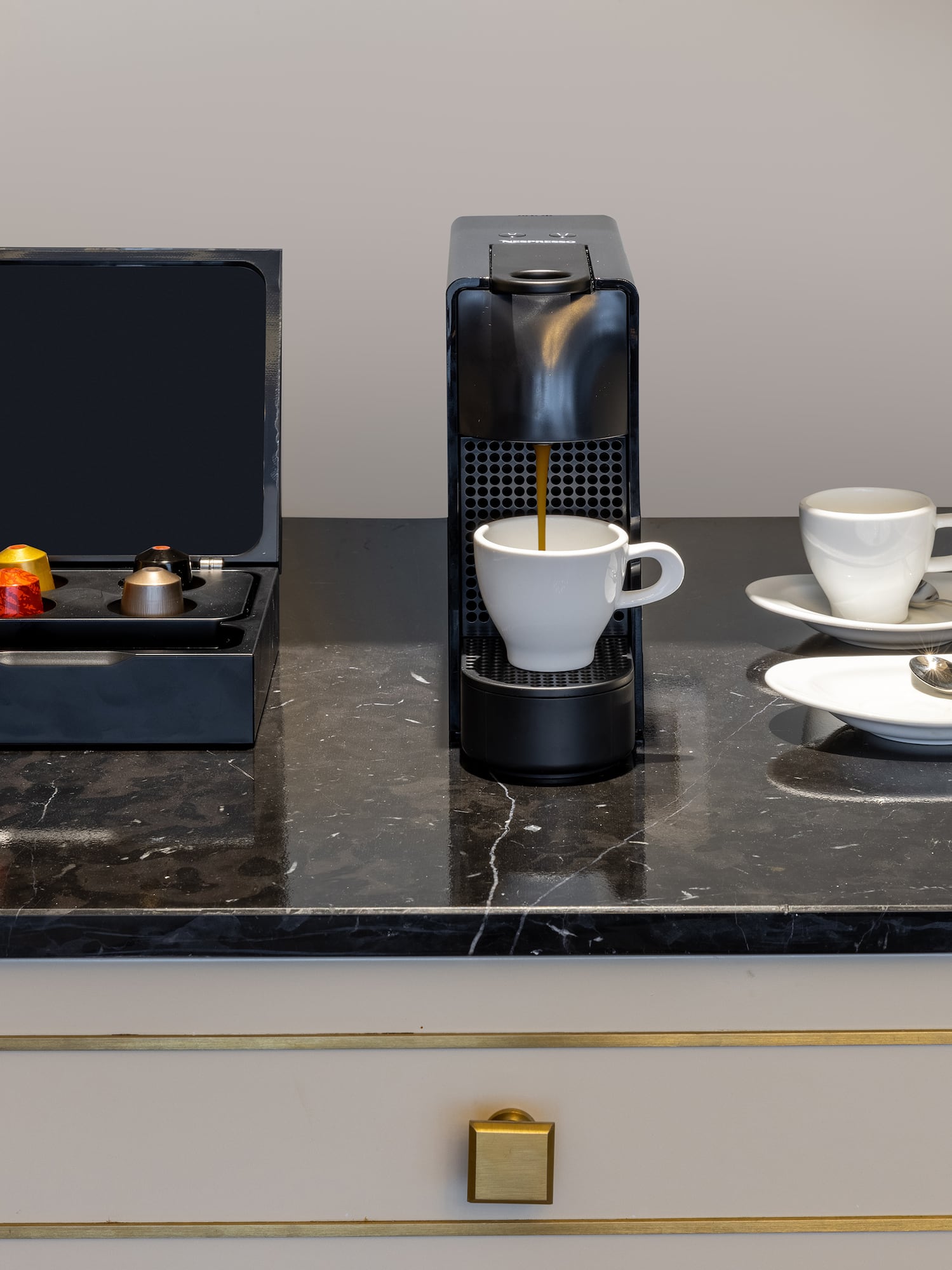 a coffee machine on a counter