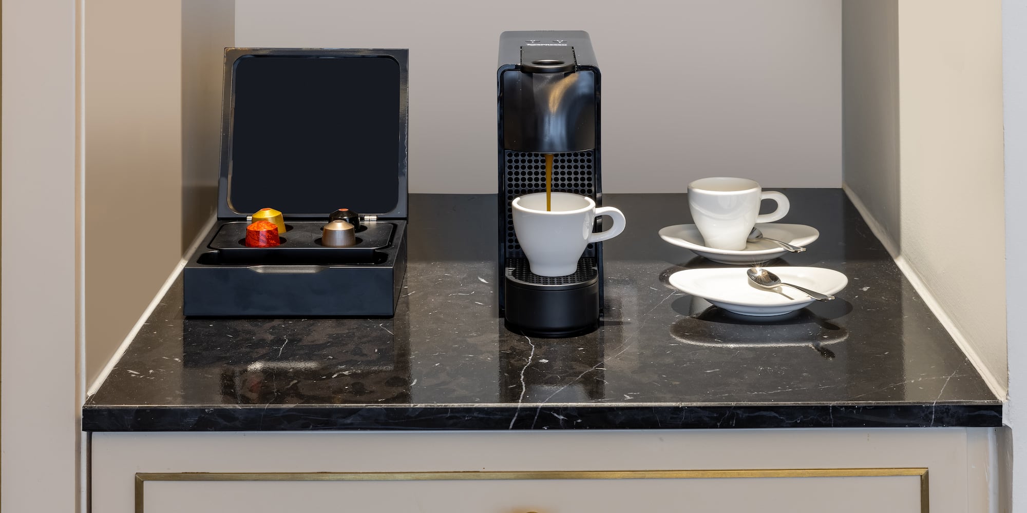 a coffee machine on a counter
