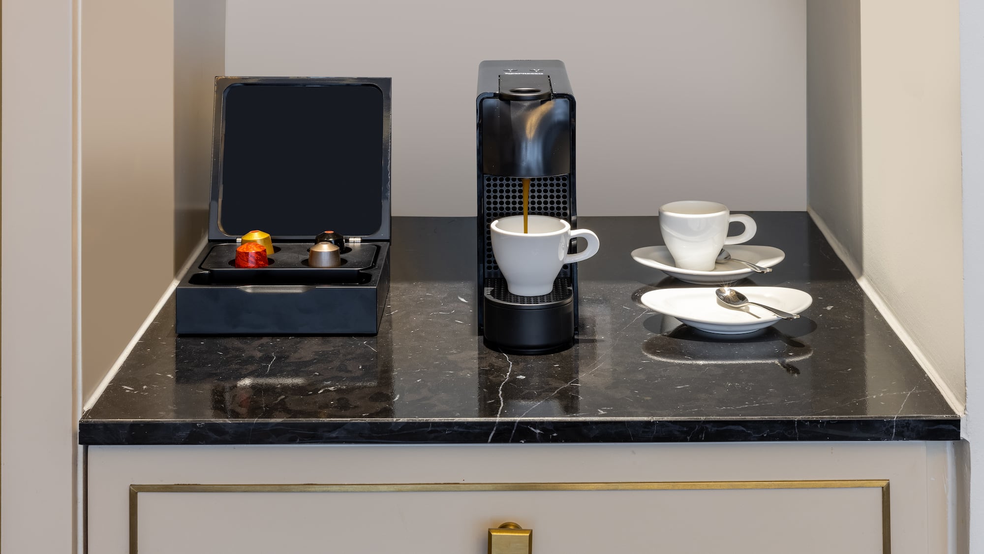 a coffee machine on a counter