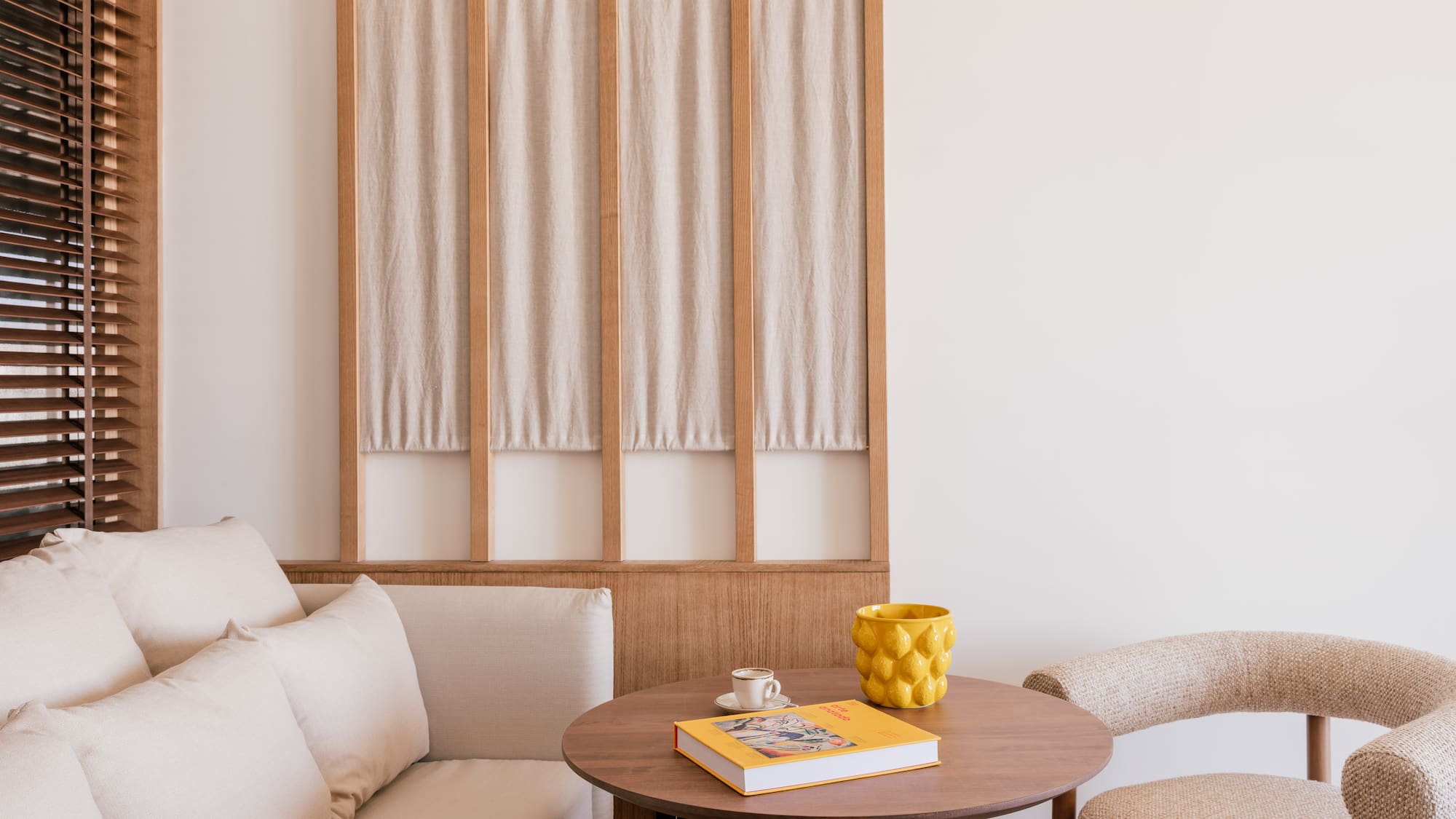 a table and chair in a room