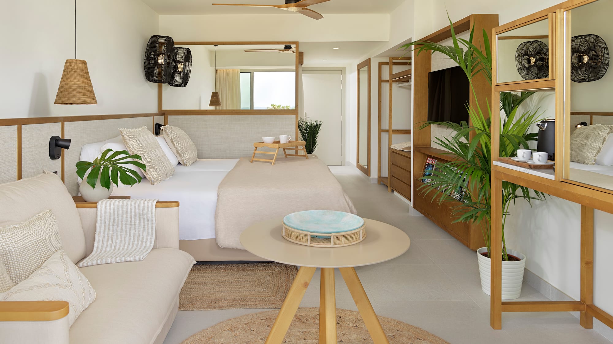 a room with a bed and a couch