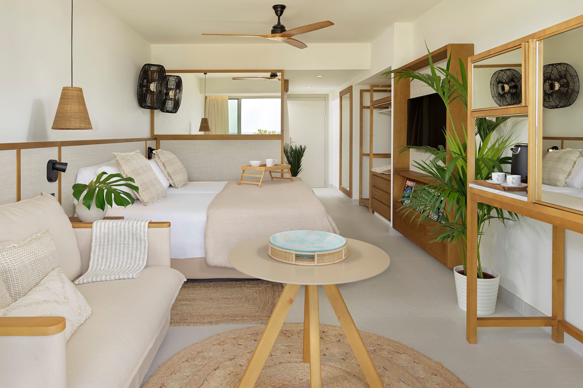 a room with a bed and a couch