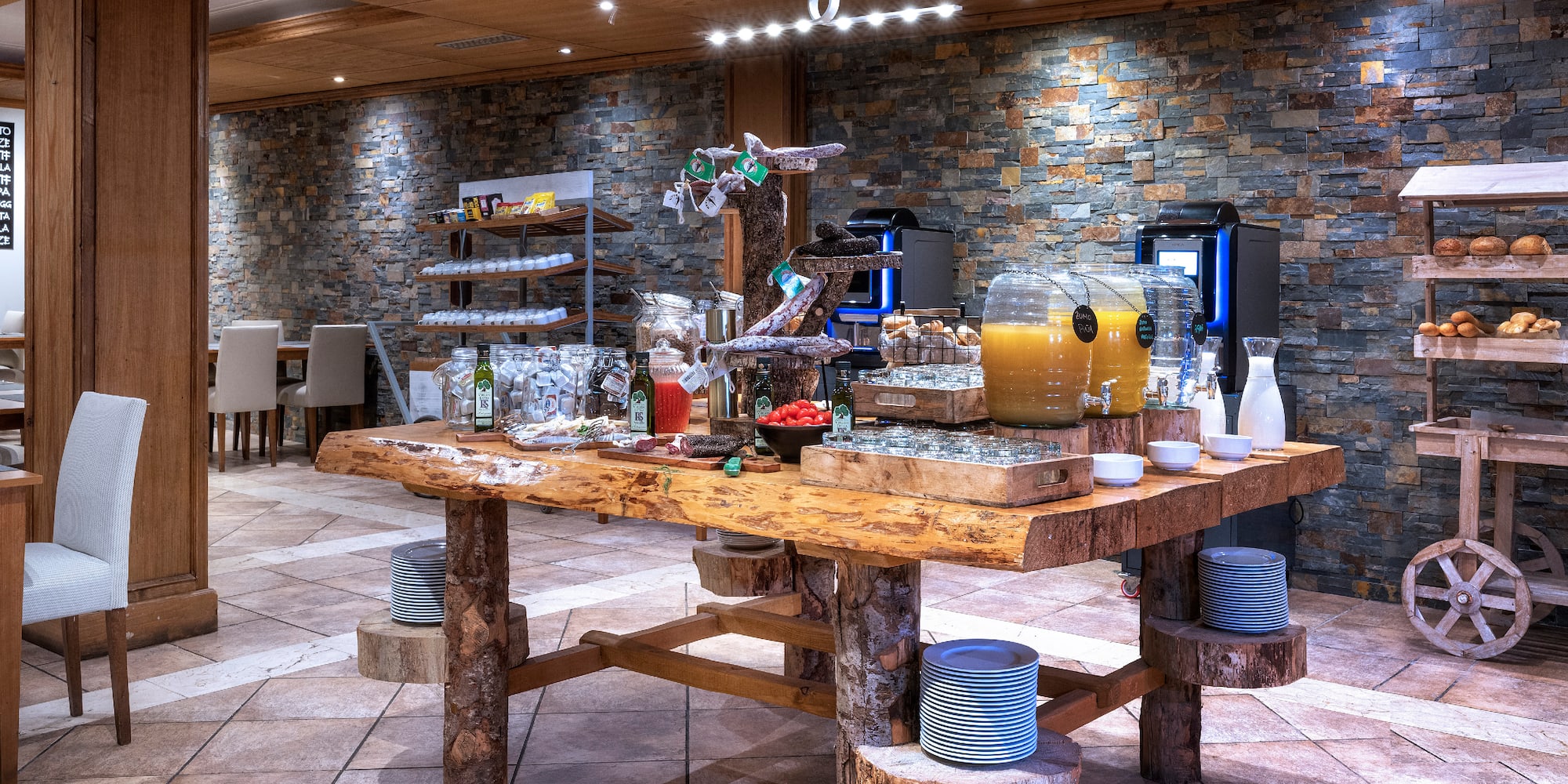 a table with food on it