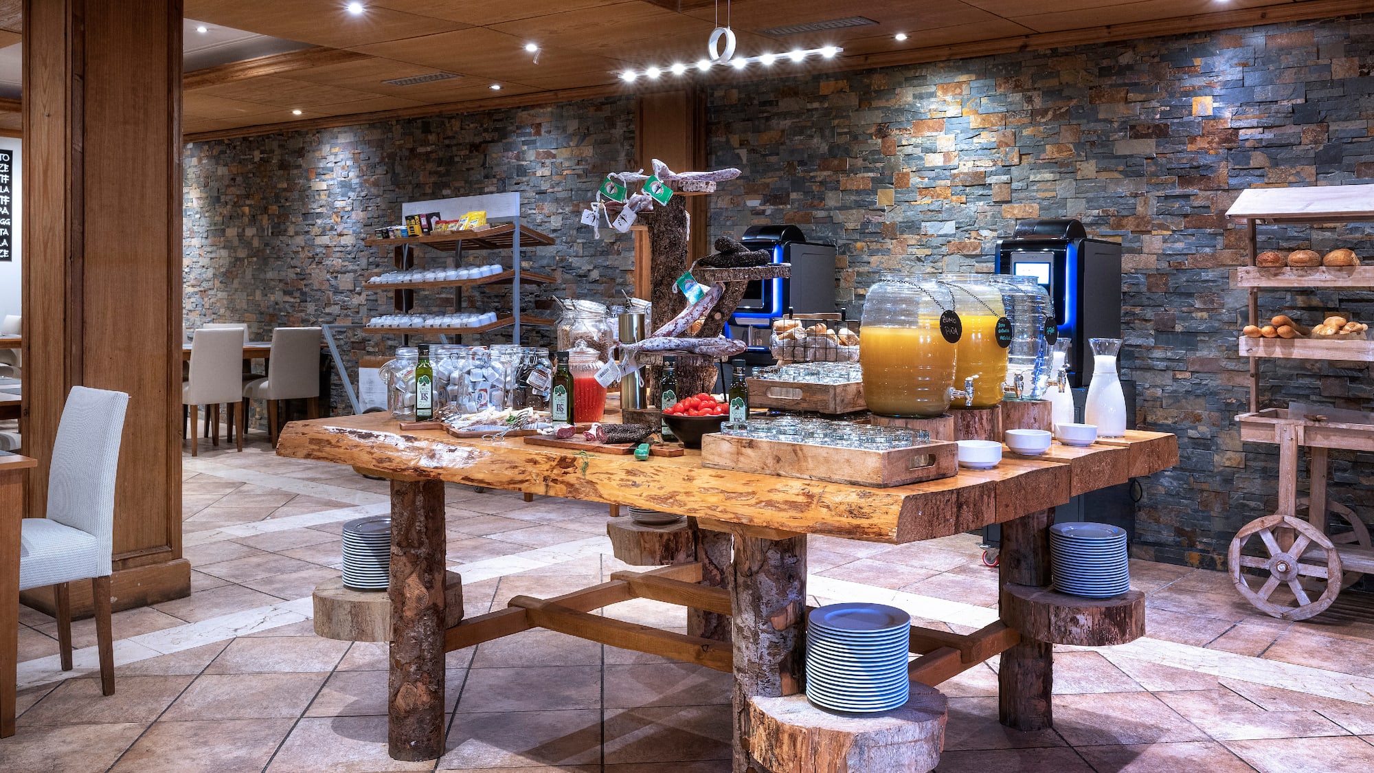 a table with food on it