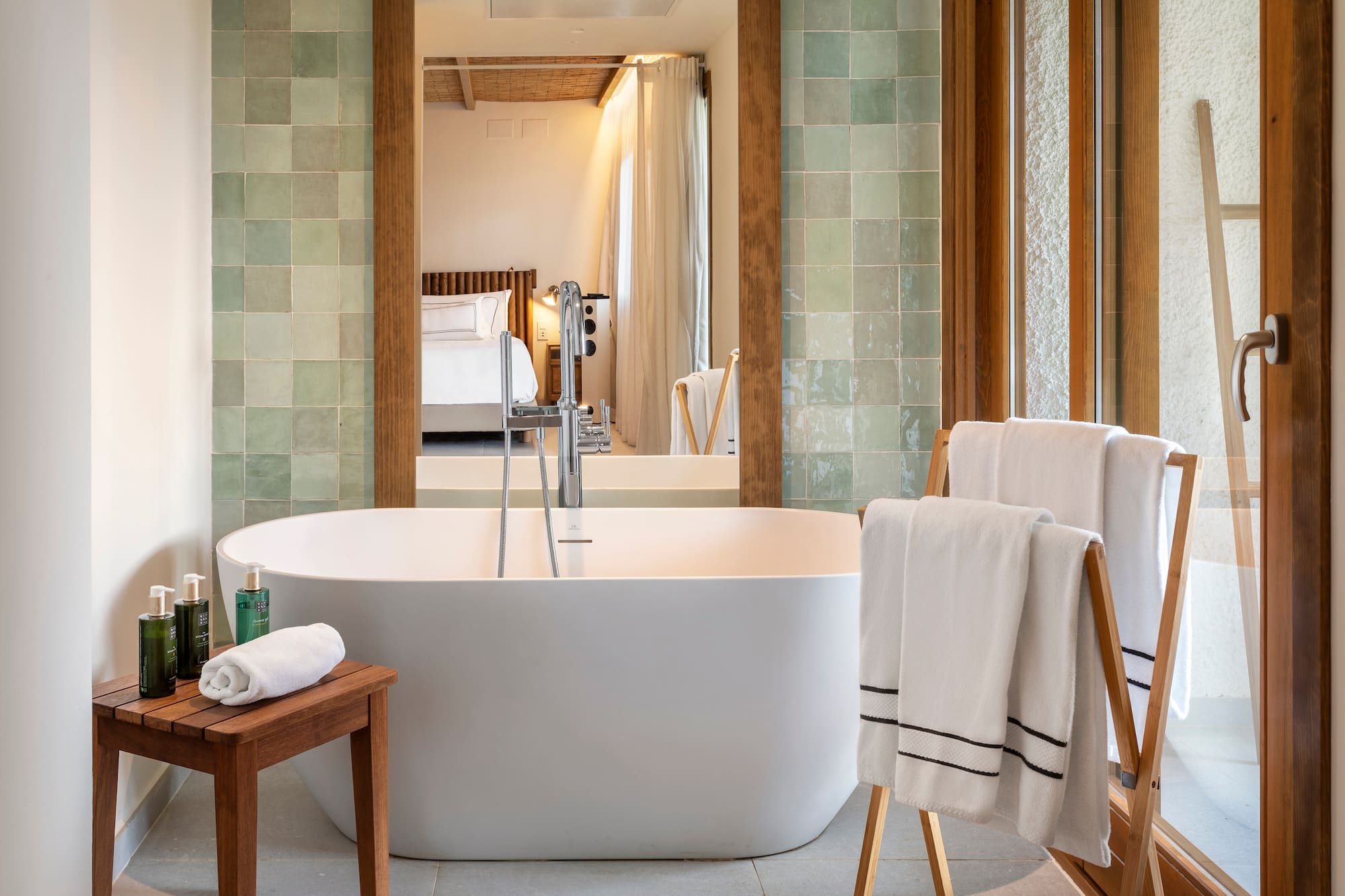 a bathtub in a bathroom