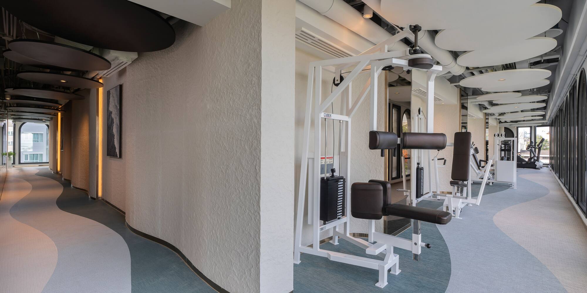 a gym with exercise equipment