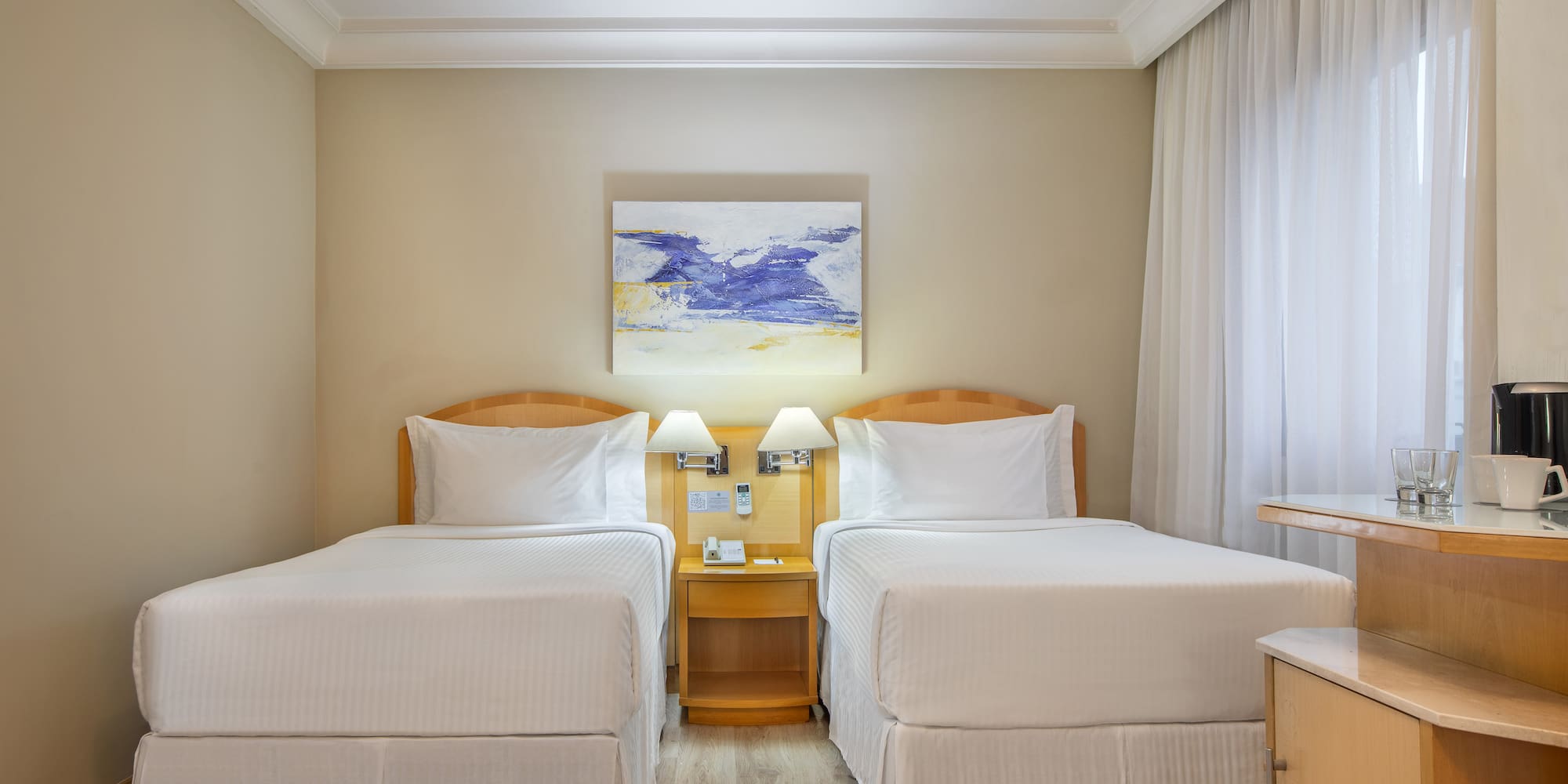 a room with two beds