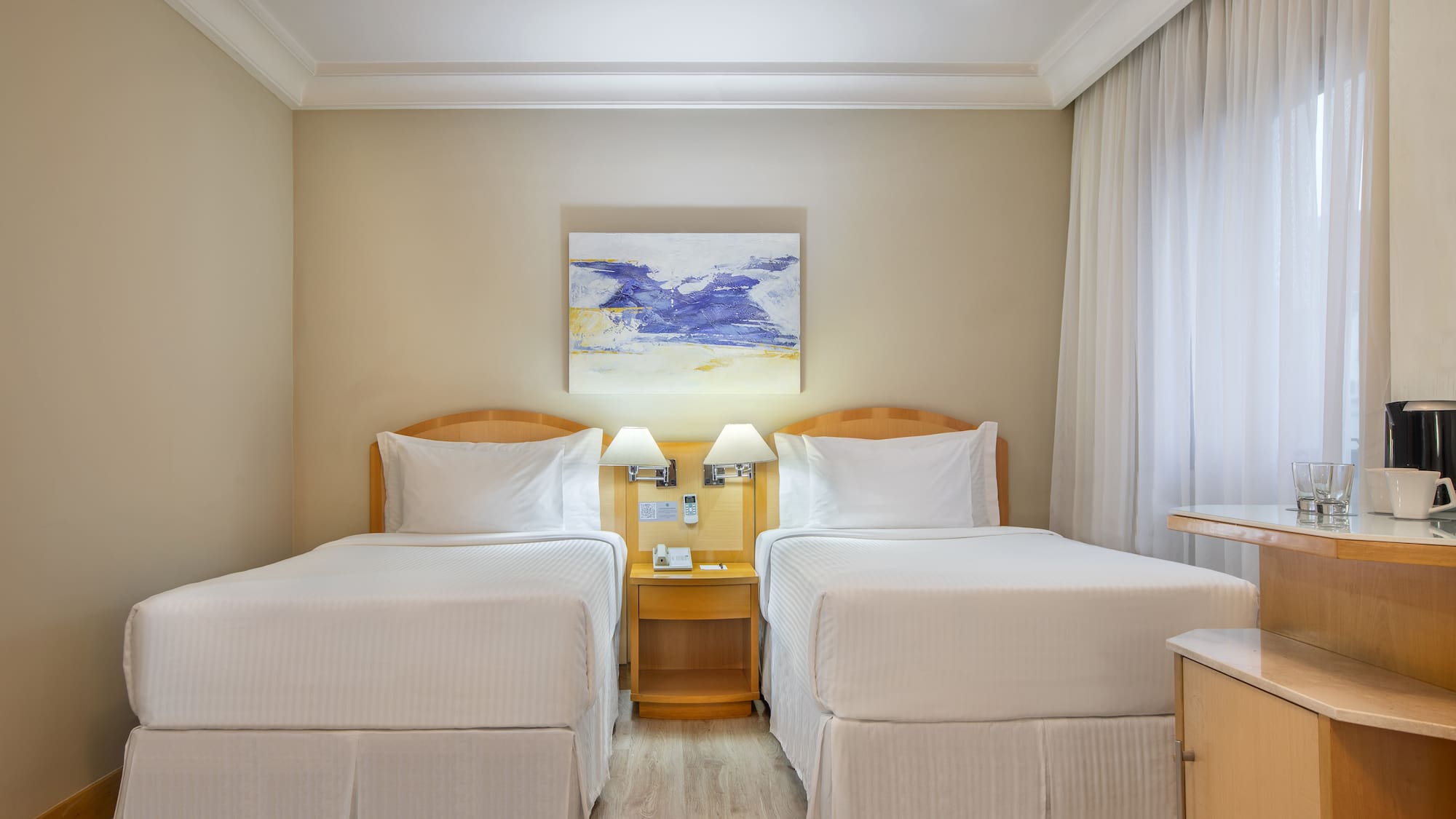 a room with two beds