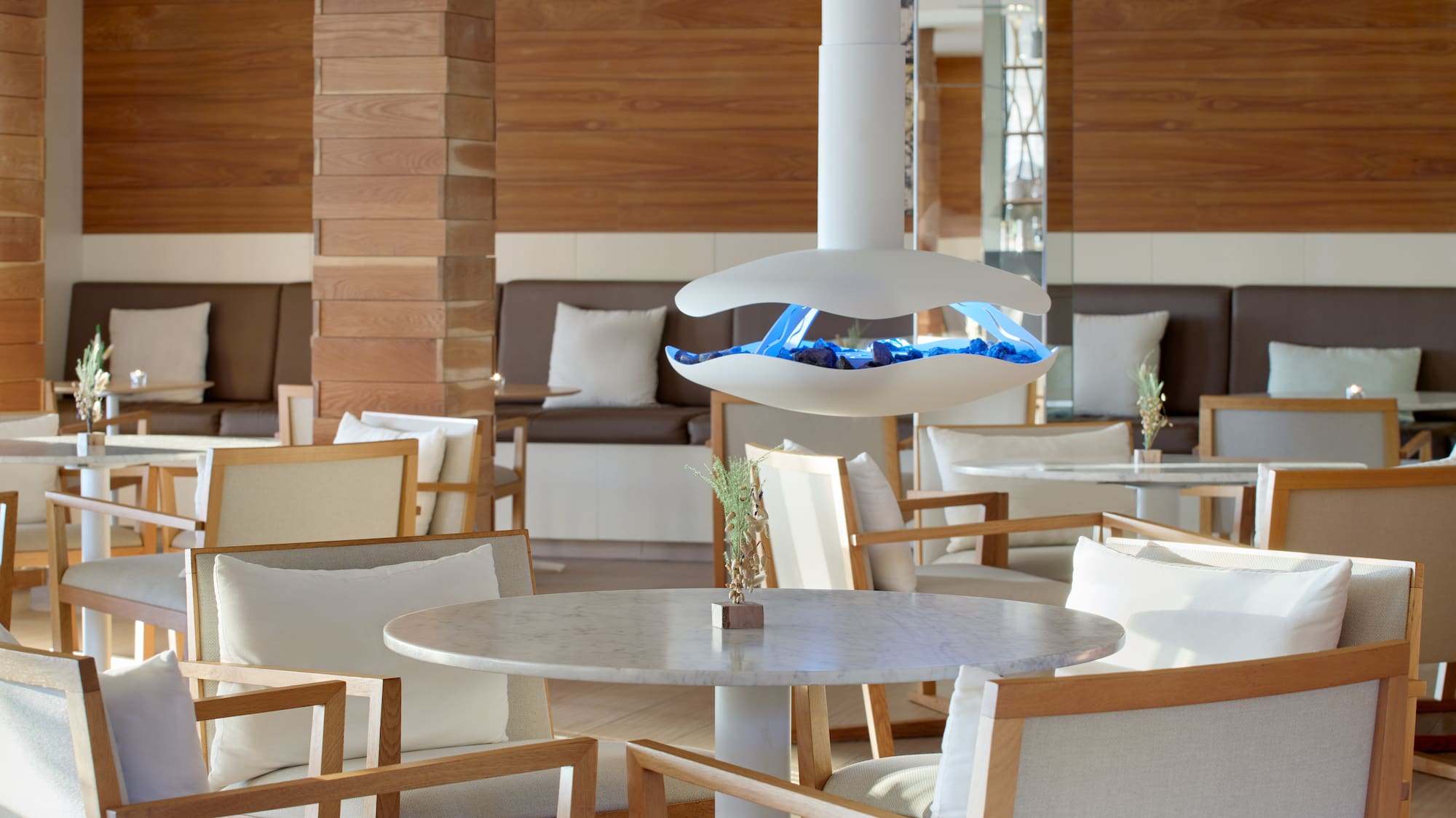 a room with a table and chairs