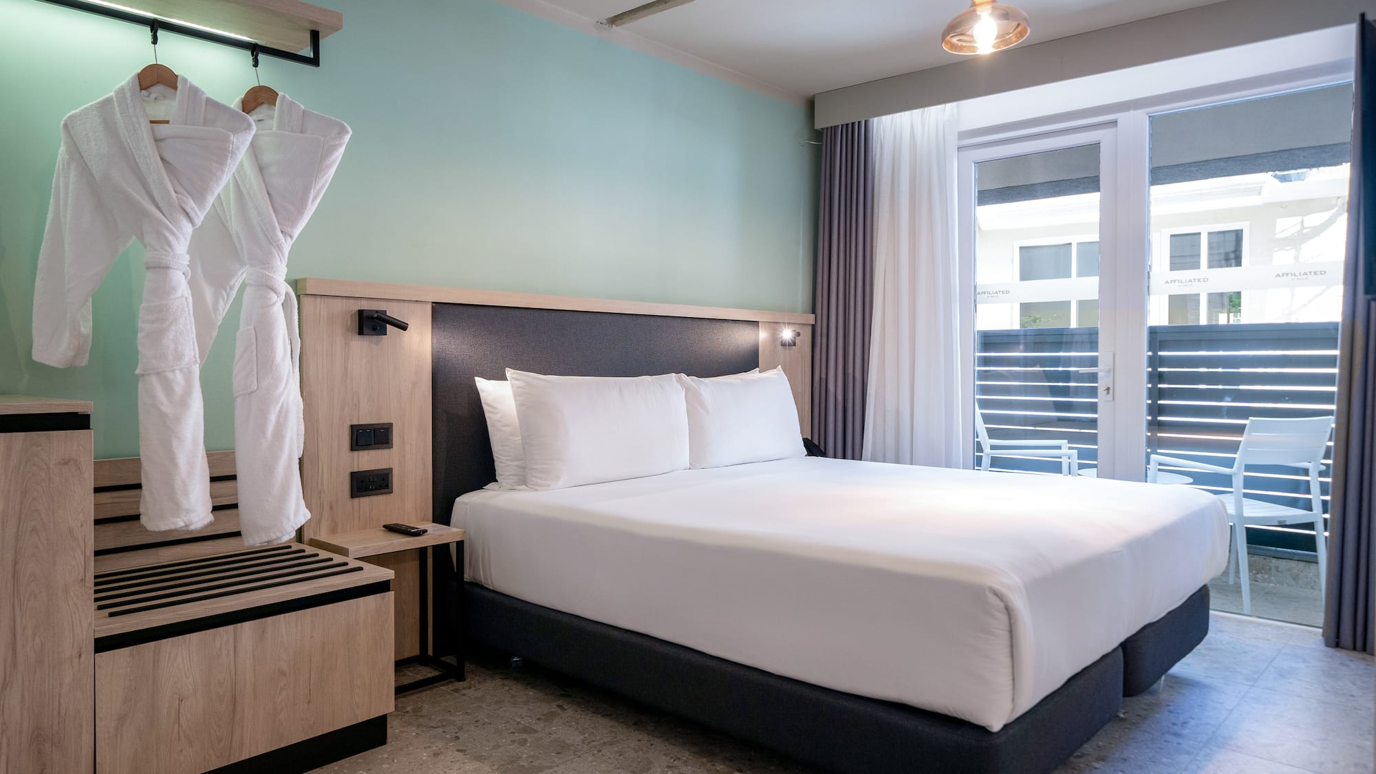 a bed in a room