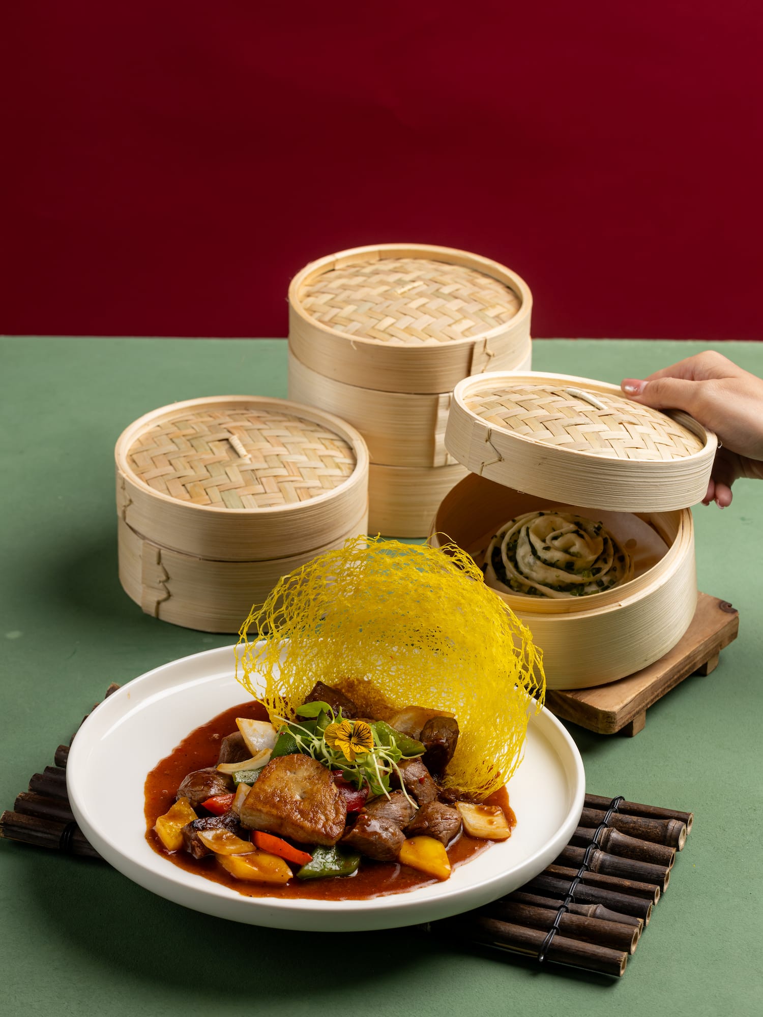 a plate of food with a lid open