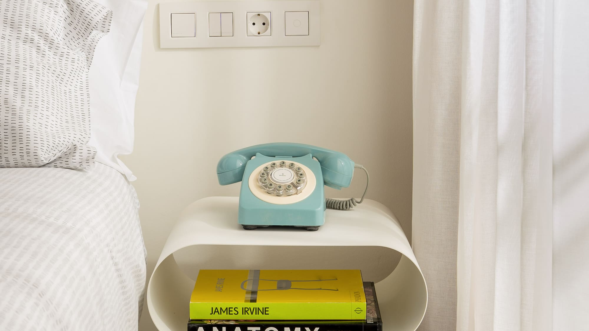 a telephone on a table