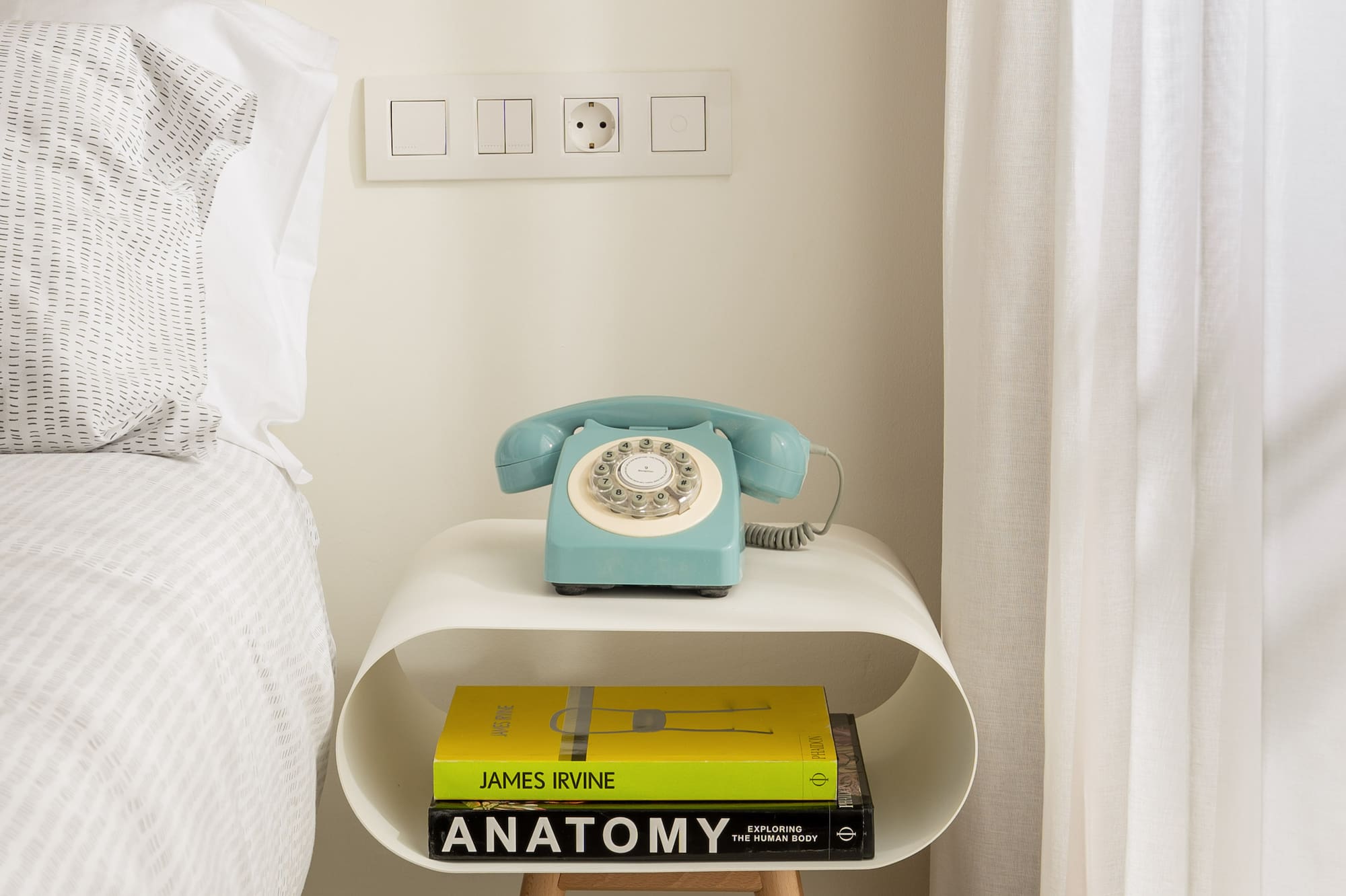a telephone on a table