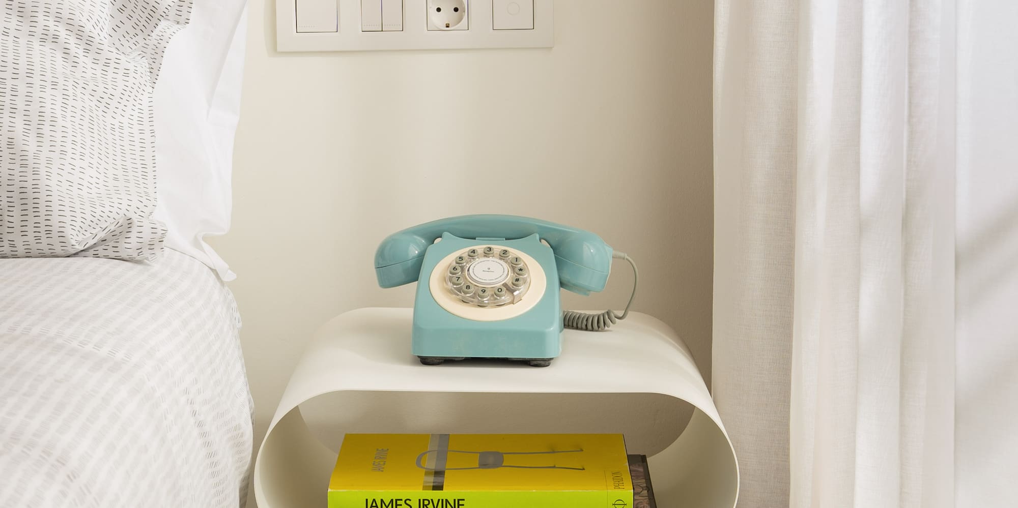 a telephone on a table