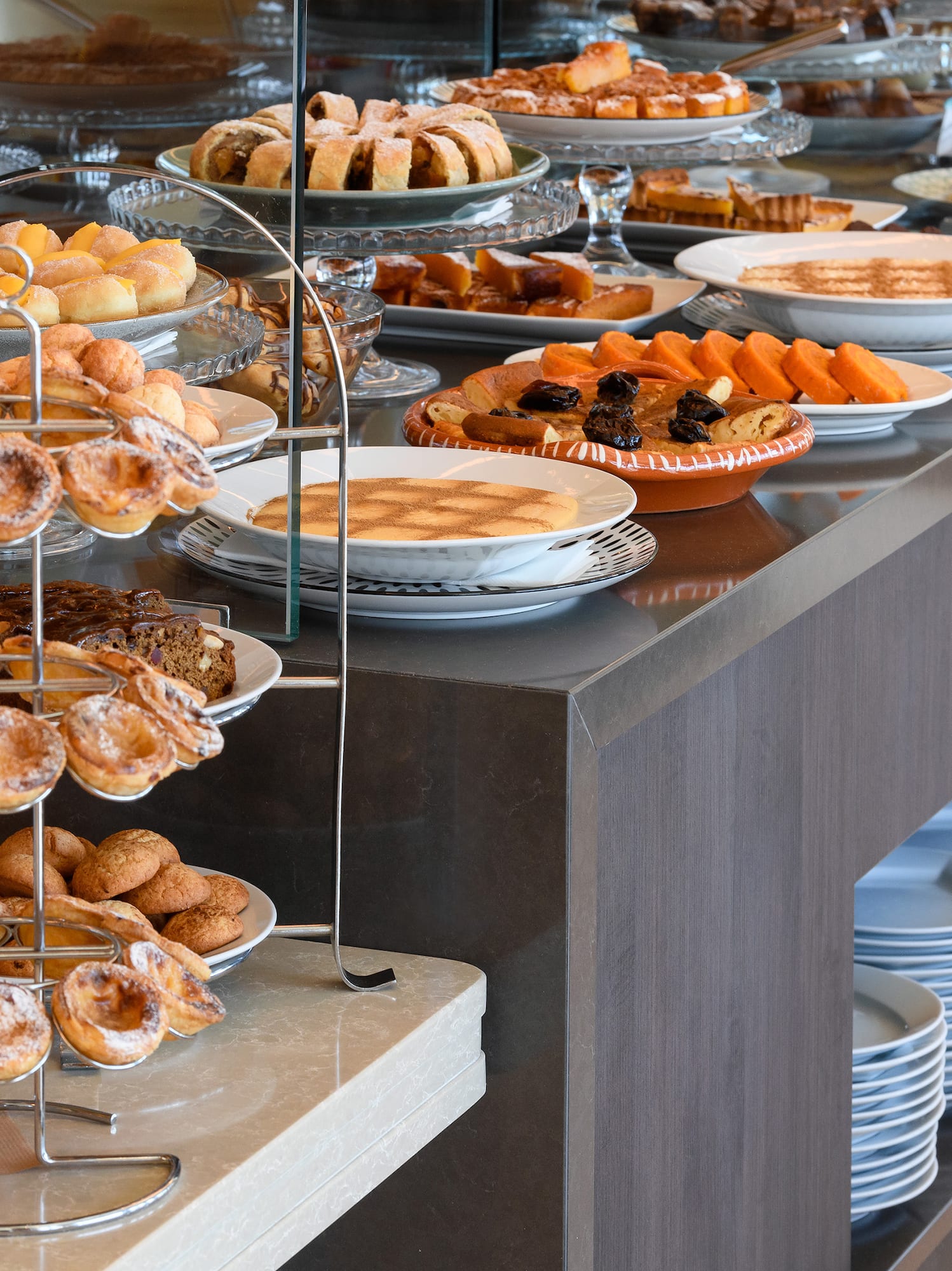 a display of pastries on a counter