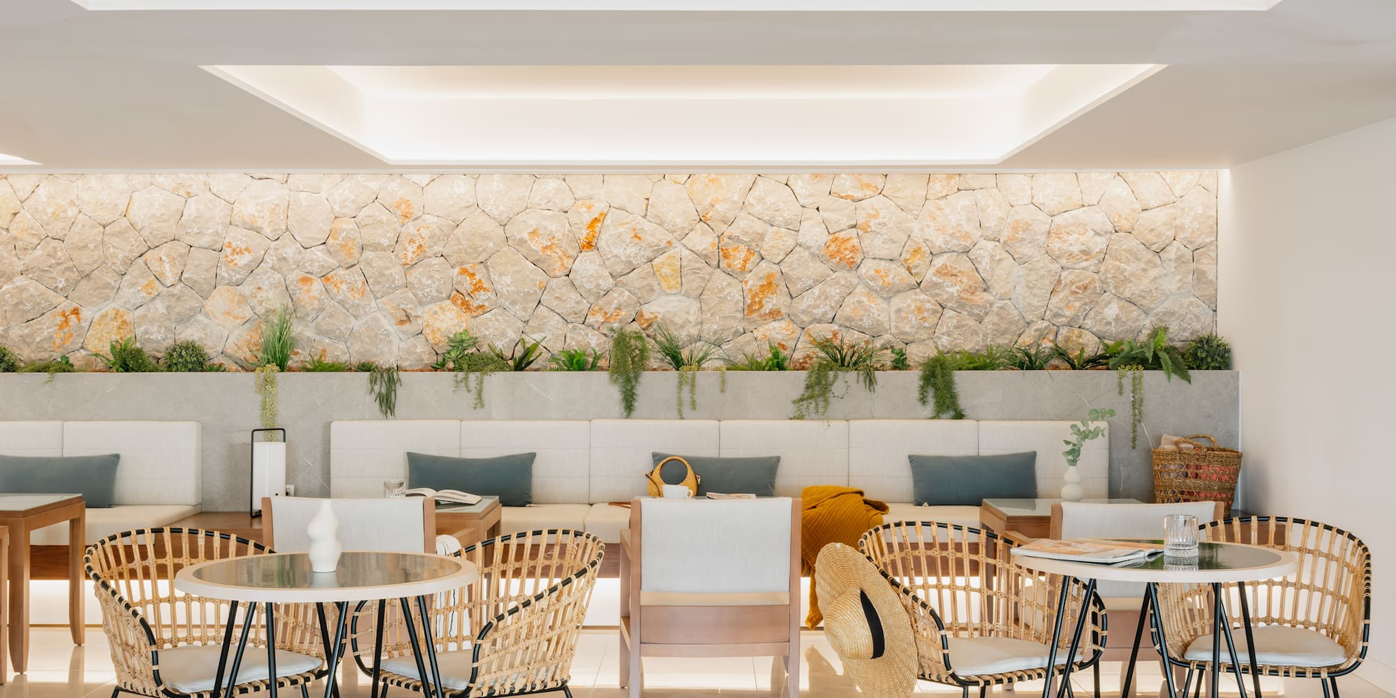 a room with tables and chairs