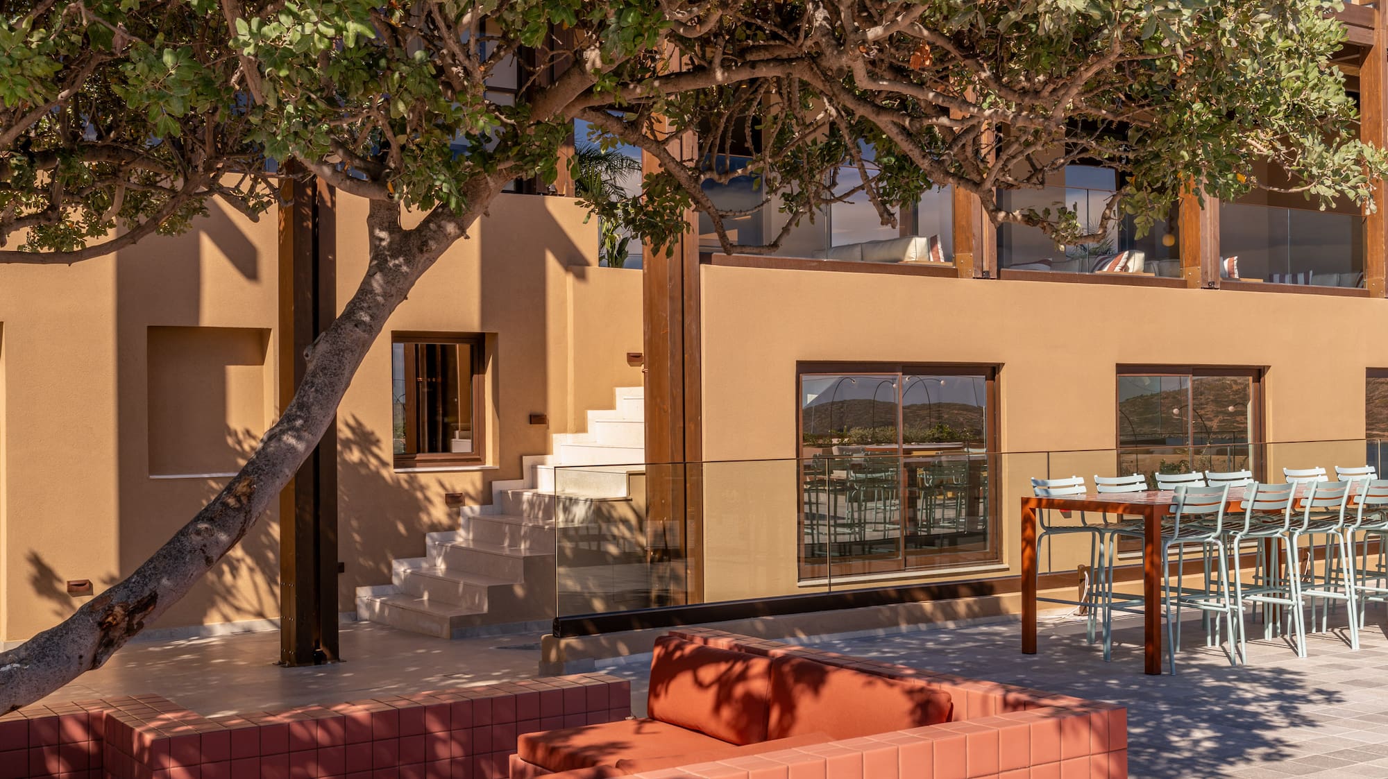 a tree outside a building