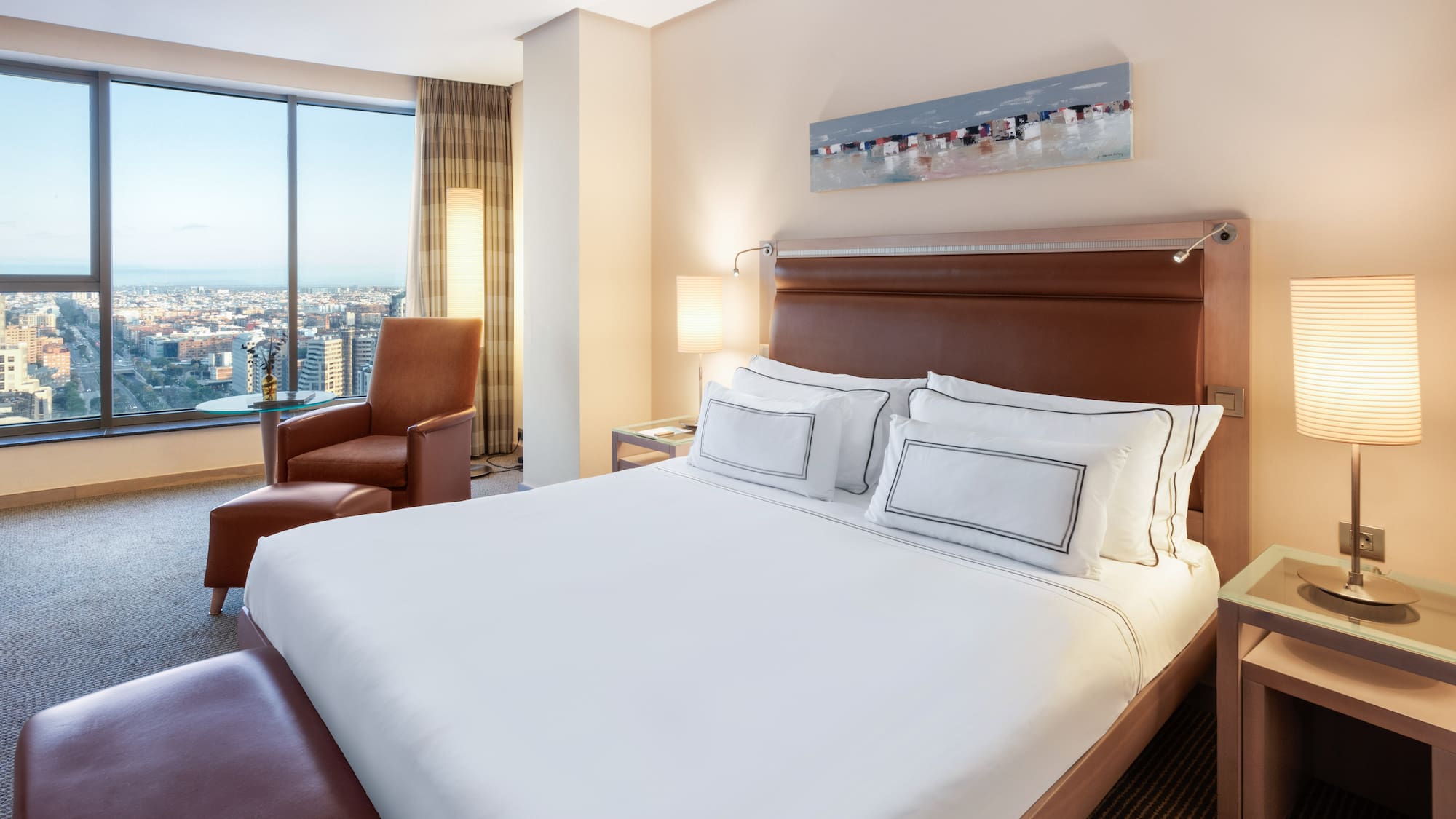 a bed in a hotel room