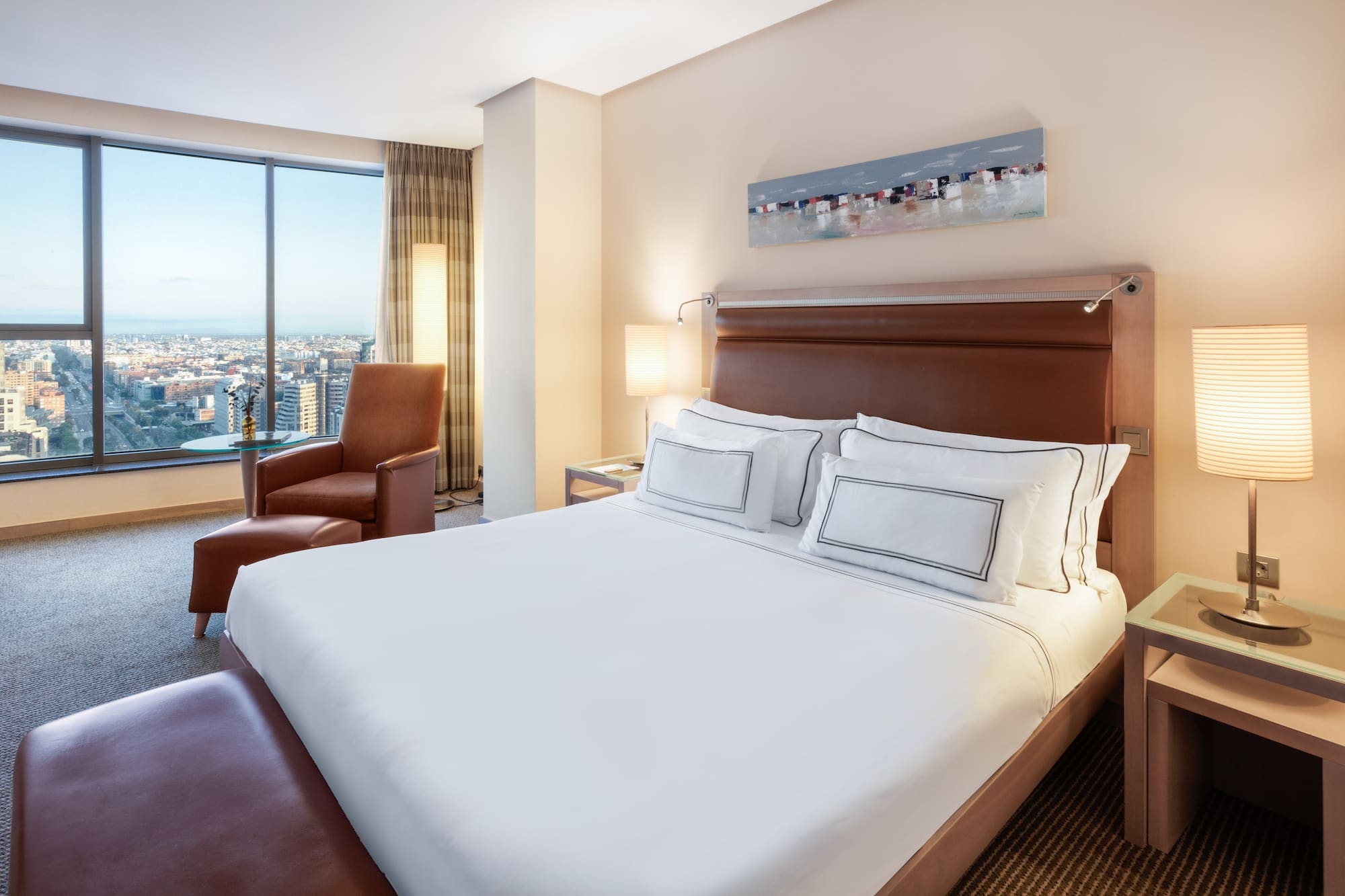 a bed in a hotel room