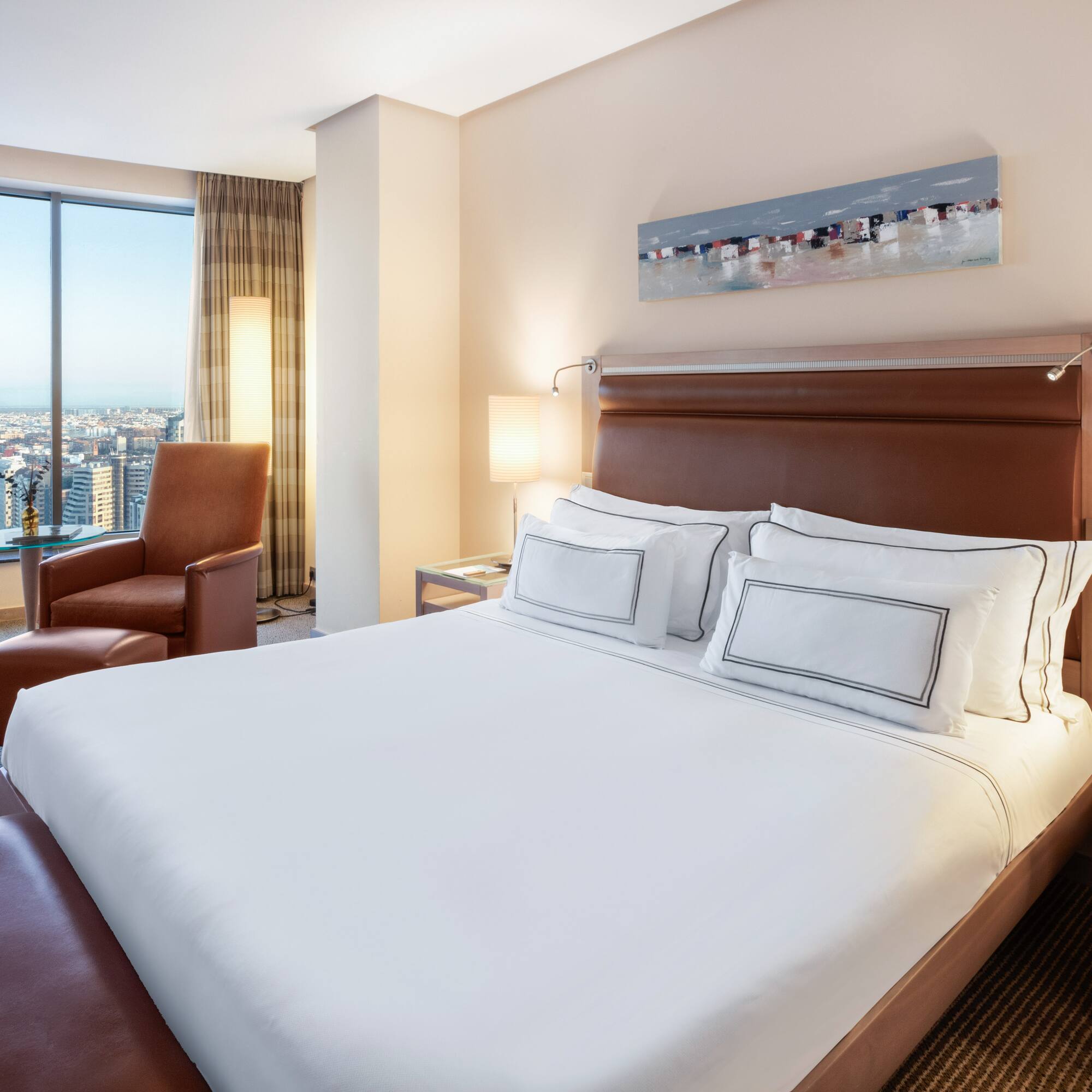 a bed in a hotel room