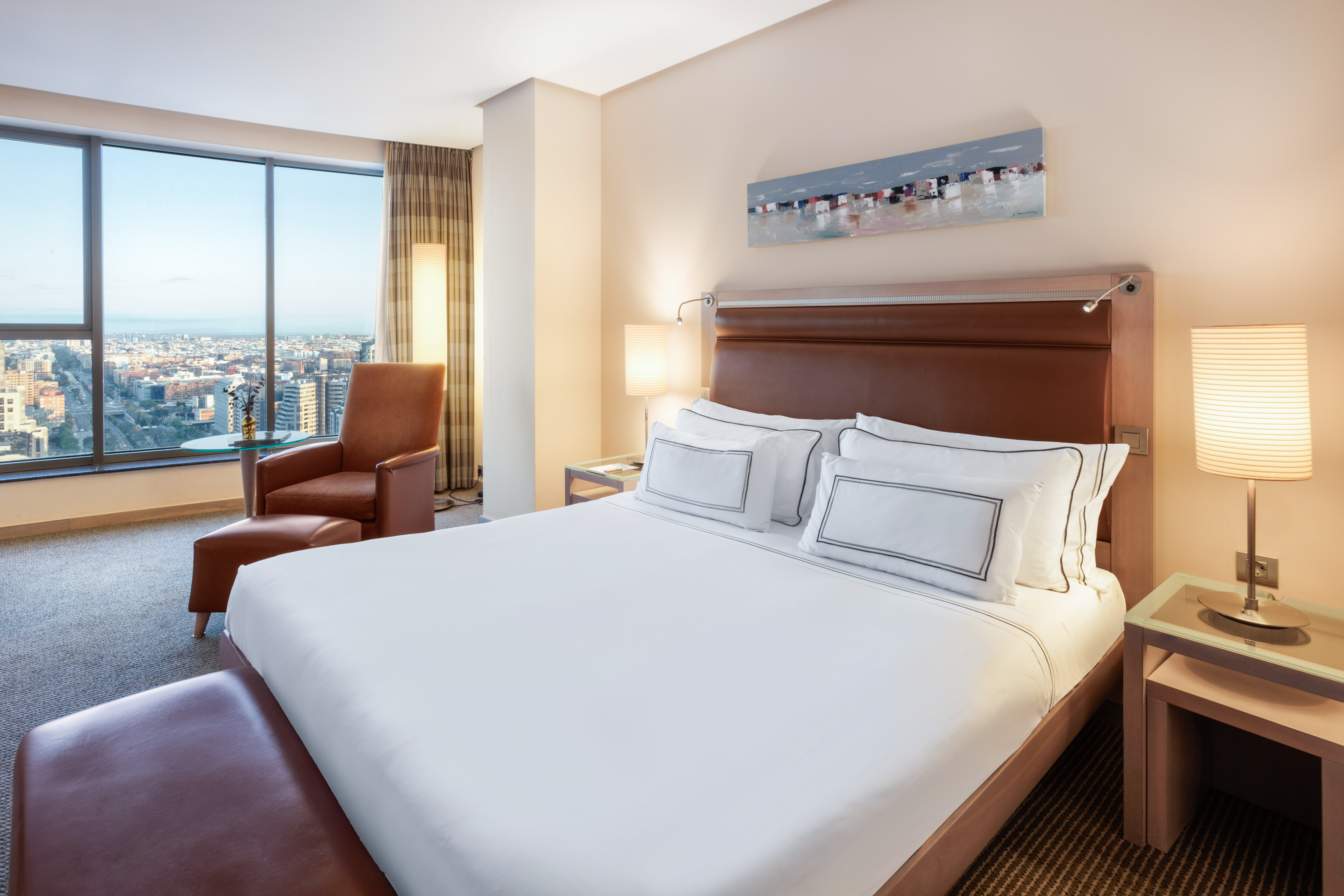 a bed in a hotel room