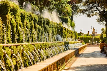 a water fountain in a park