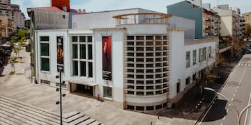 a building with a sign on the side of it