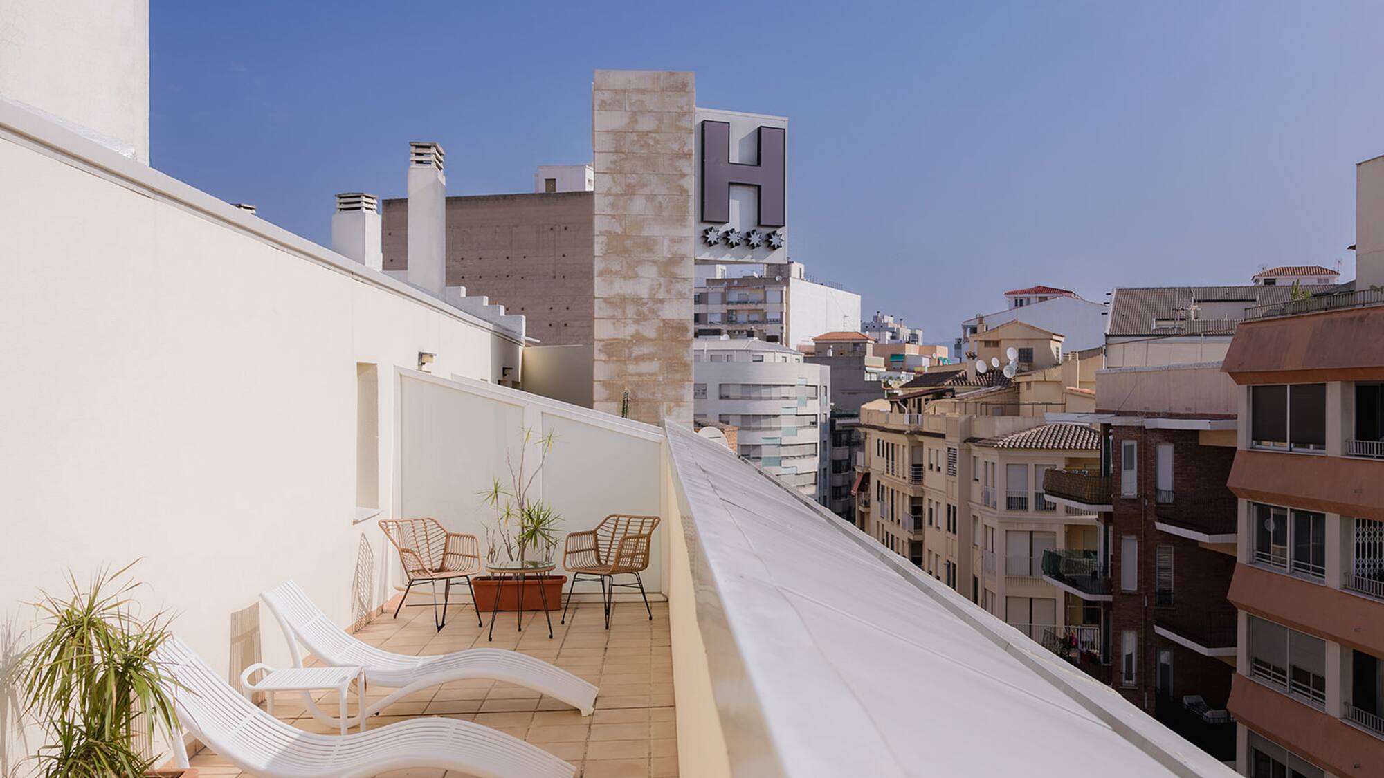 chairs on a rooftop deck