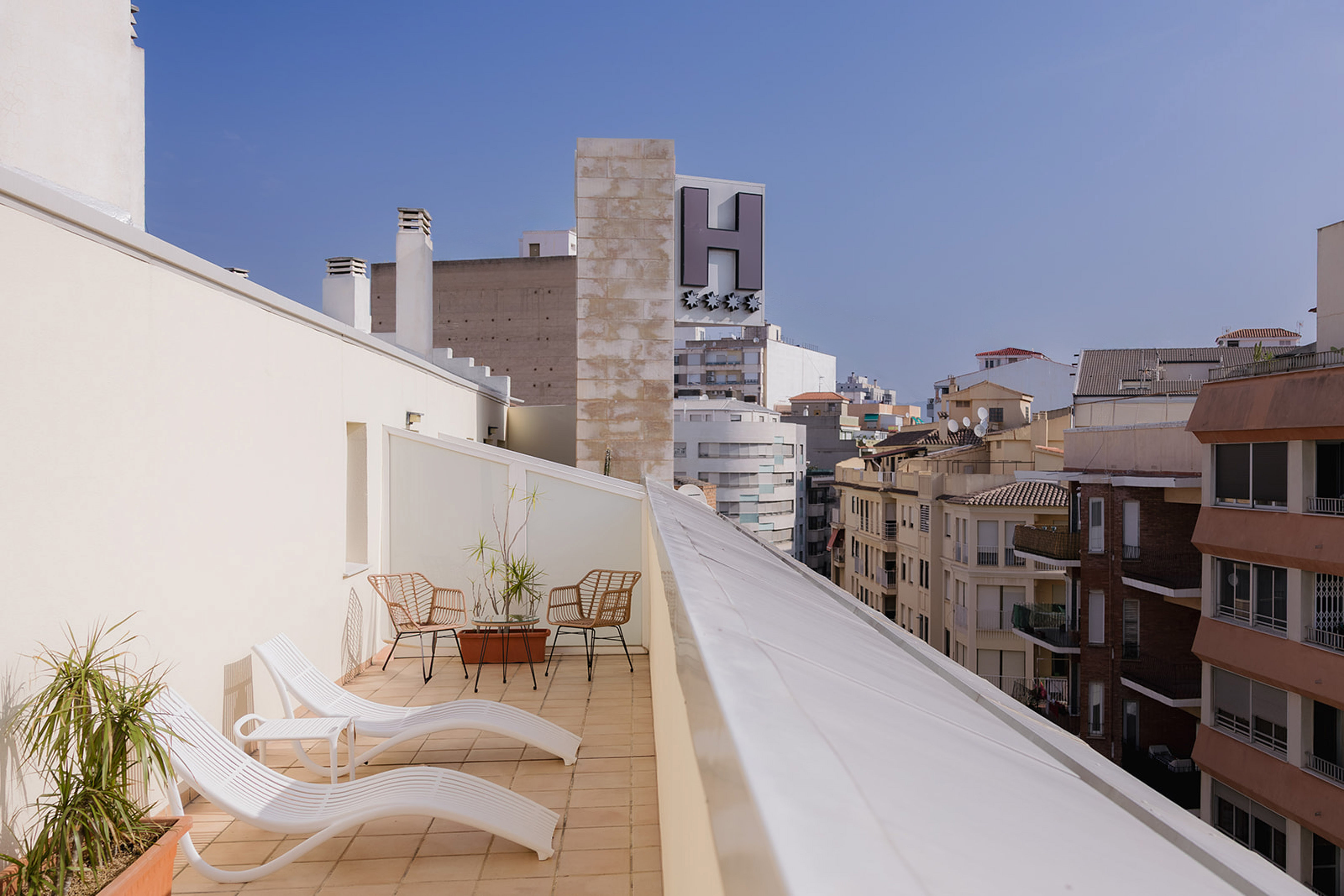 chairs on a rooftop deck