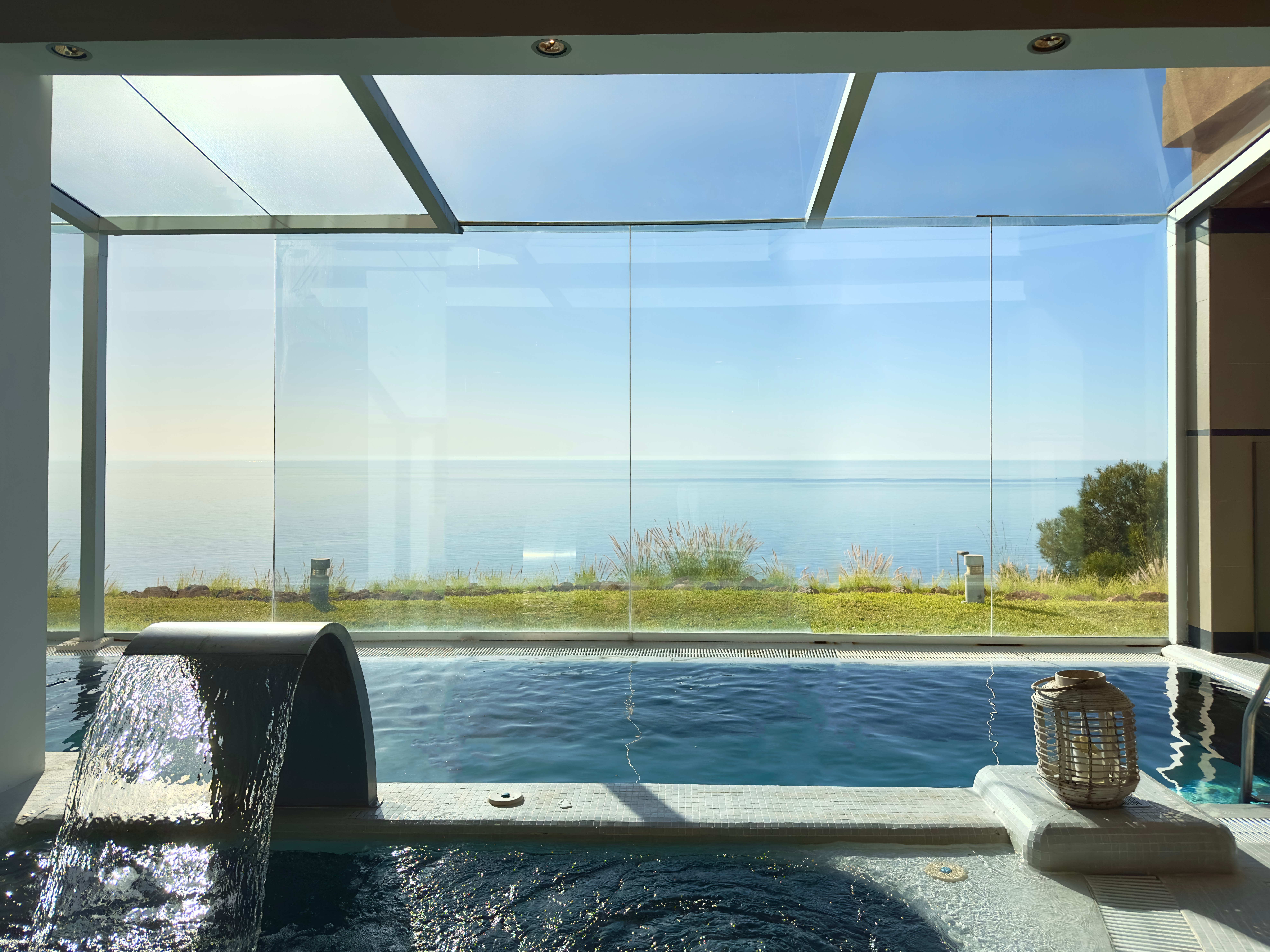 a pool with a view of the ocean