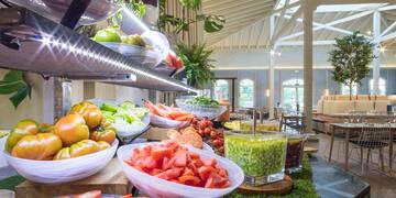 a buffet with different types of food