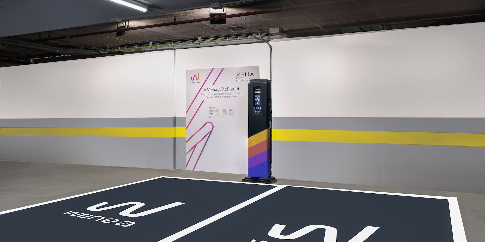 a parking lot with a machine