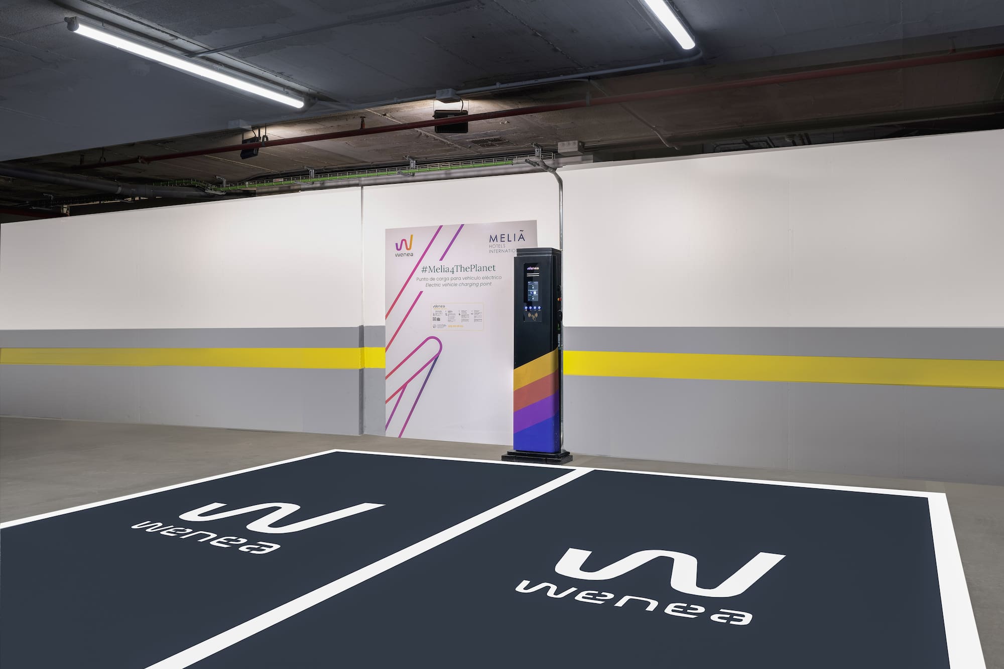 a parking lot with a machine