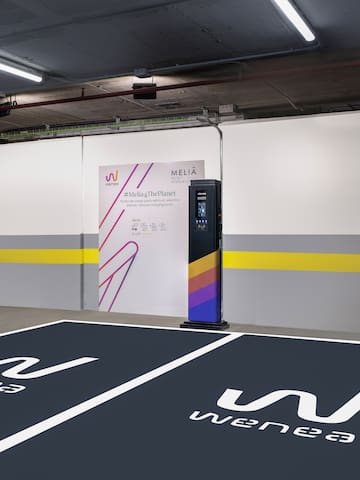 a parking lot with a machine