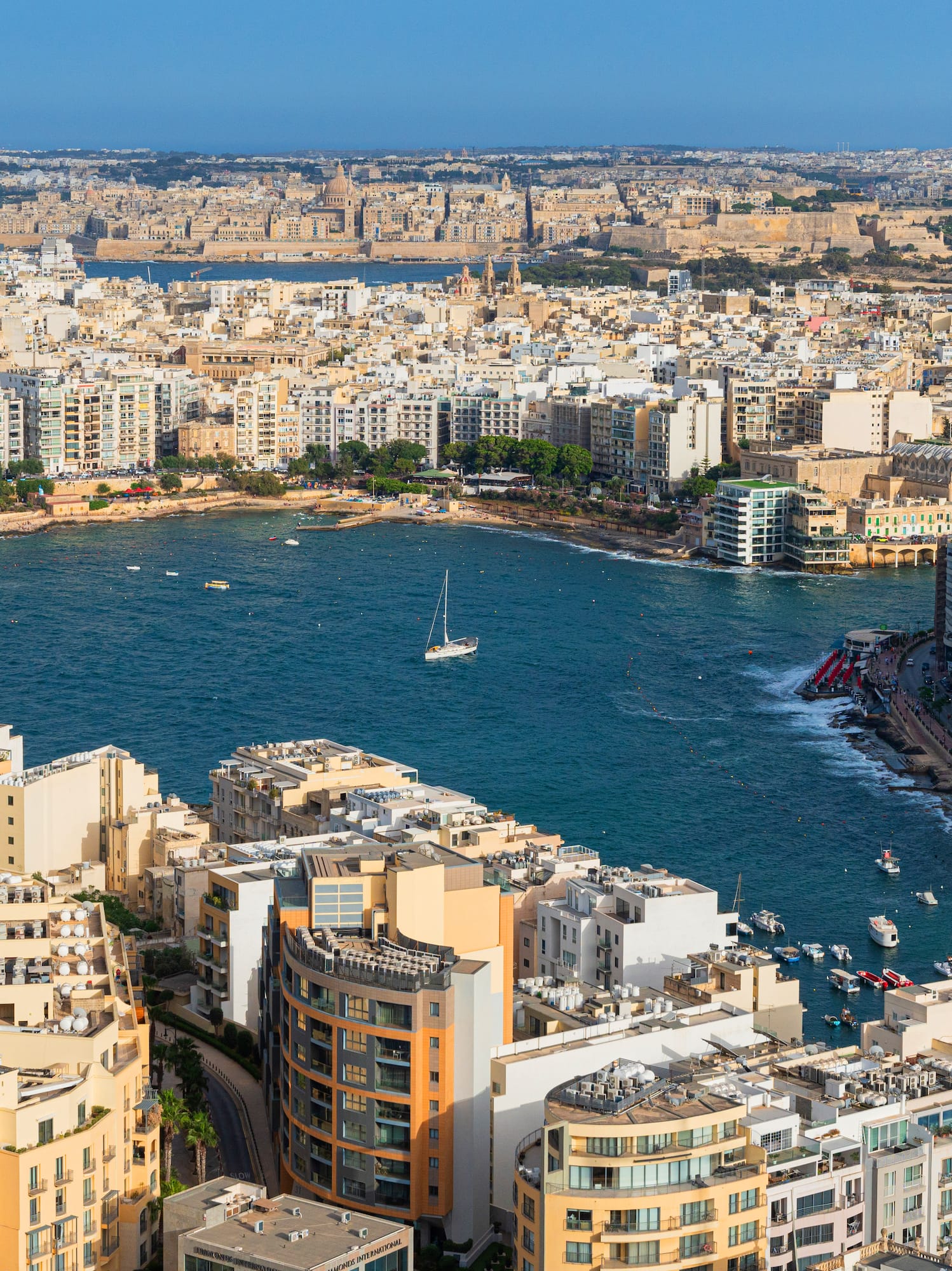 a city with many buildings and a body of water