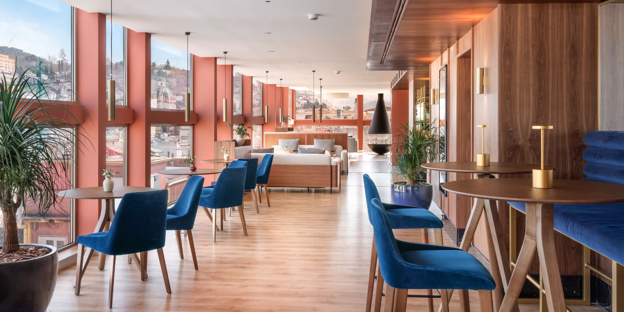 a room with tables and chairs