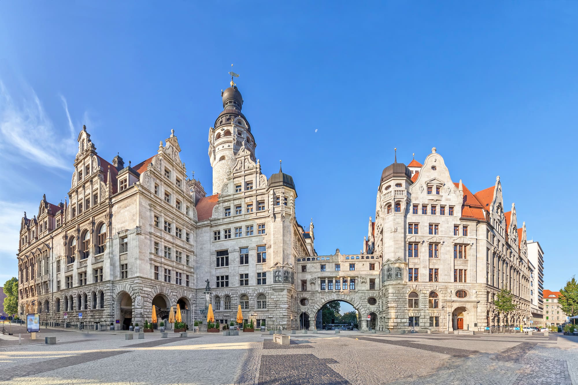 a large stone building with a tower