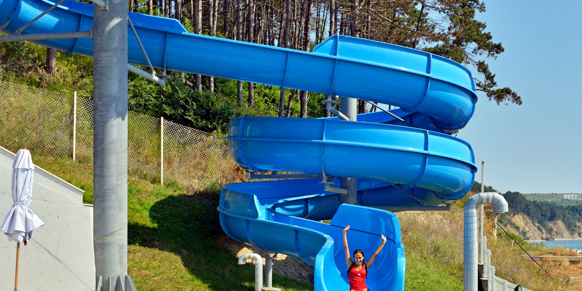 a person on a water slide