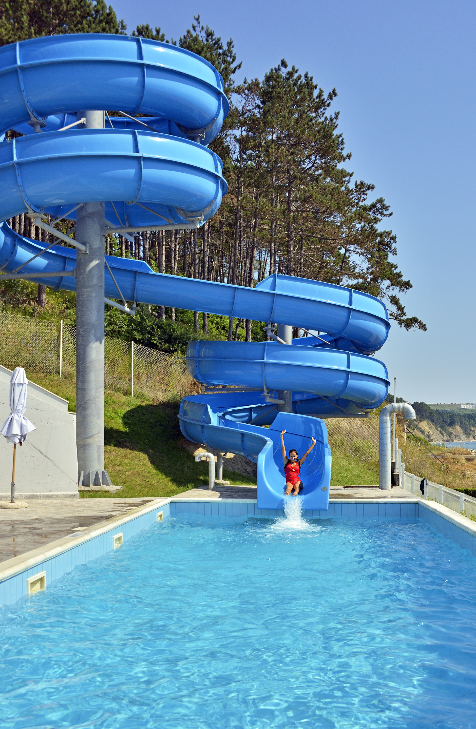 a person on a water slide