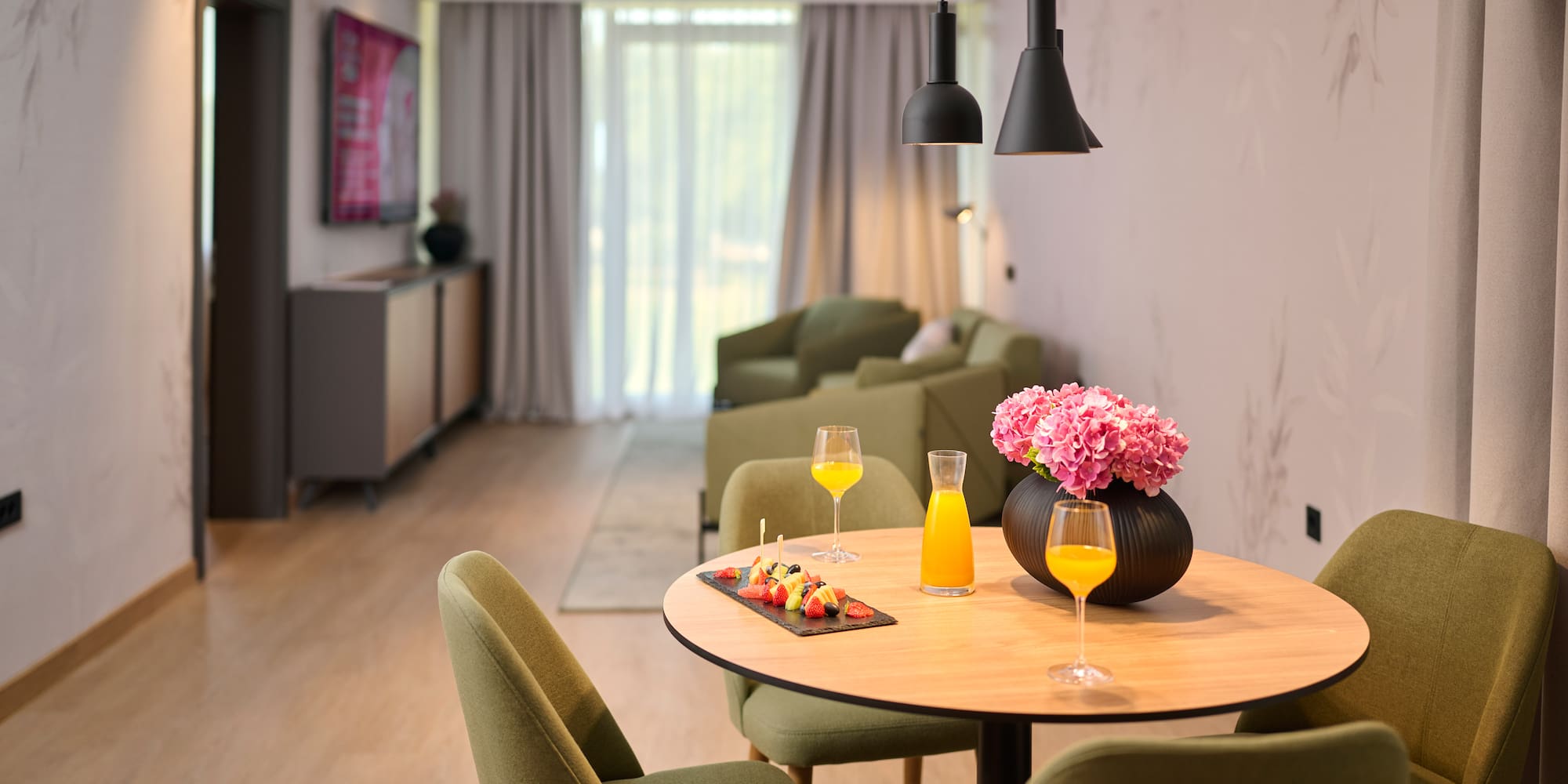 a table with food and drinks on it