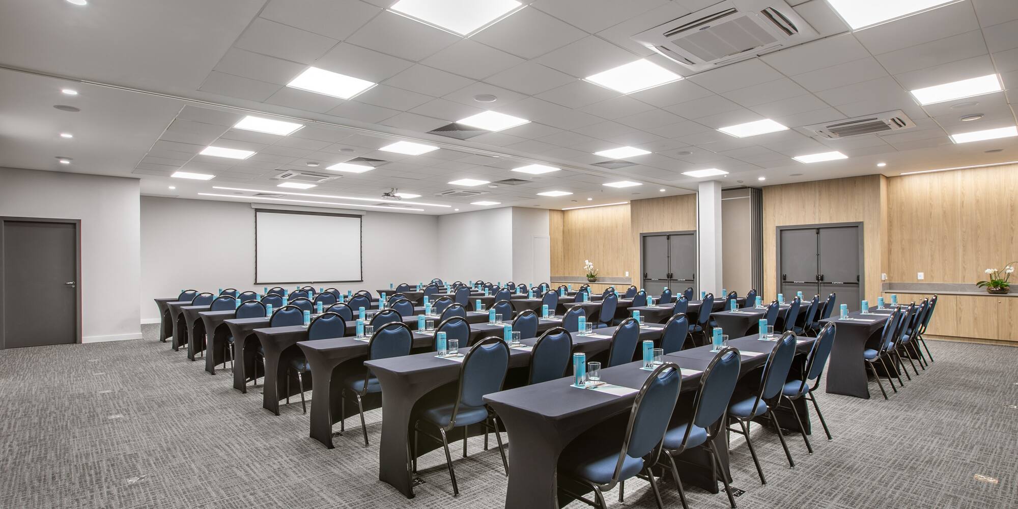 a room with tables and chairs