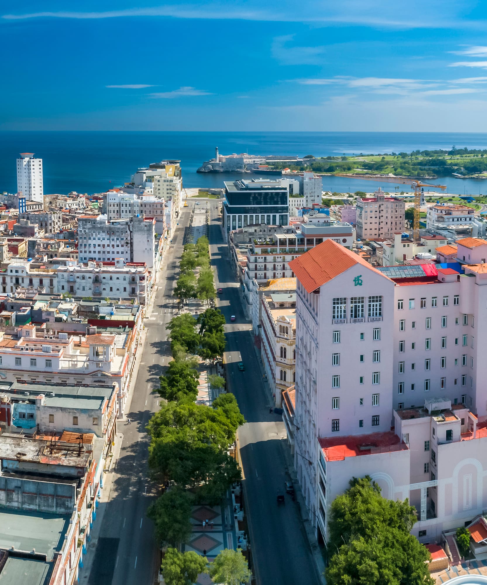 a city with many buildings and a body of water