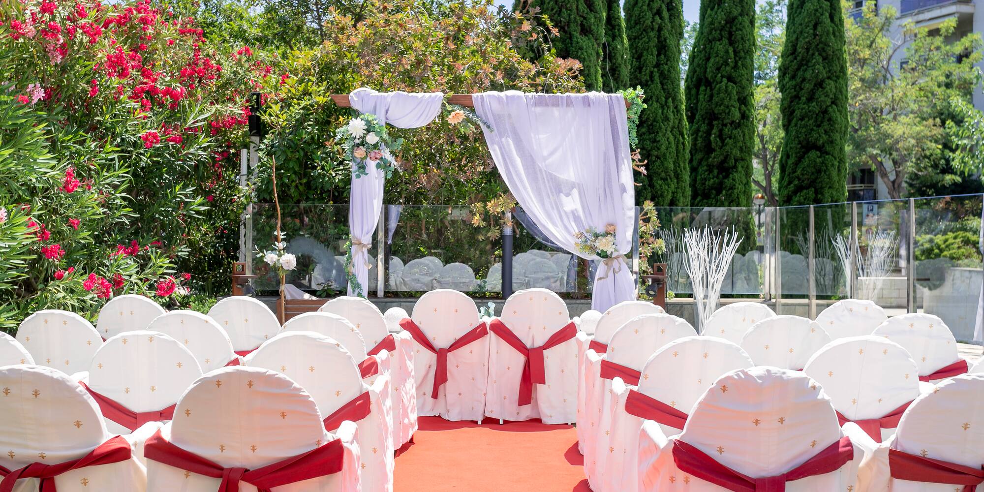 a set up for a wedding ceremony
