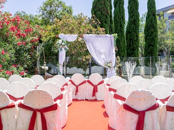 a set up for a wedding ceremony