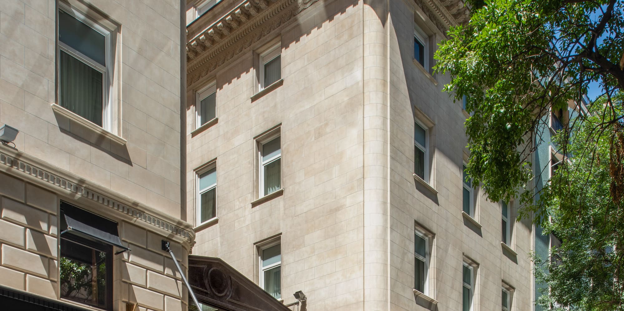 a building with a corner of it