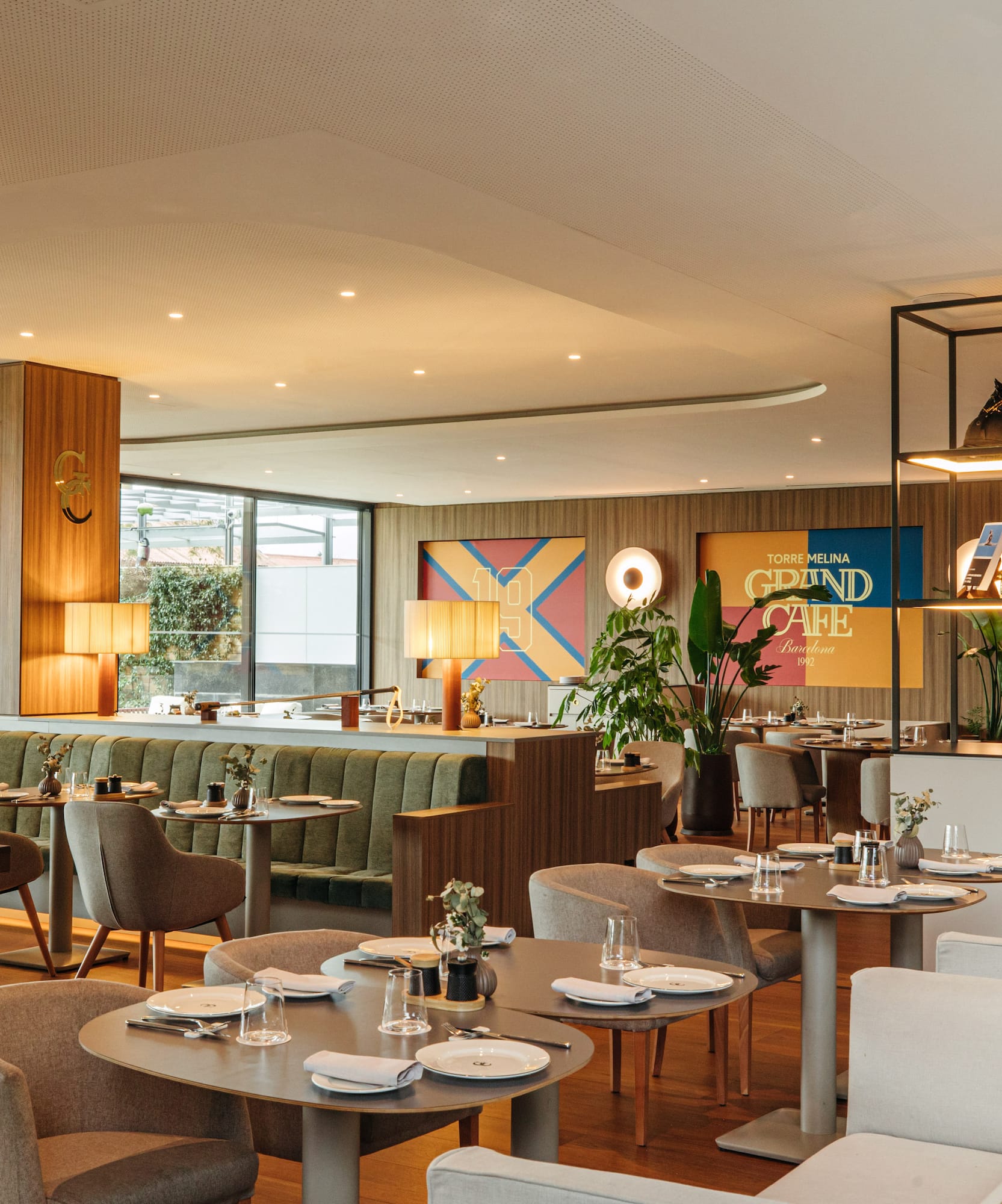 a restaurant with tables and chairs