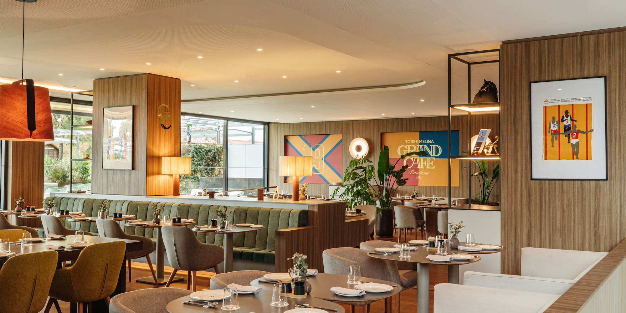 a restaurant with tables and chairs